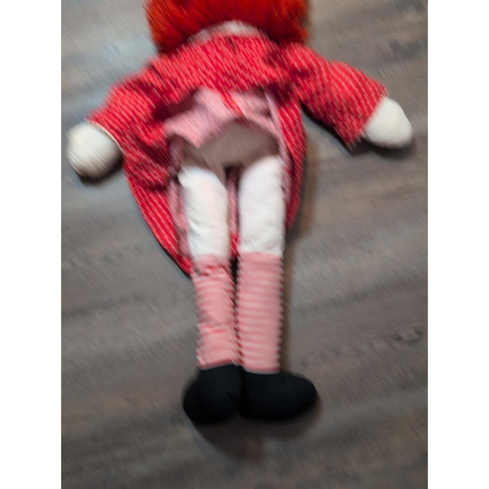 Vintage Raggedy Ann Handmade Rag Doll Red Floral Dress Yarn Hair 36 Inch - Picture 14 of 16